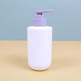 Beautiful cylinder purple 330ml PET cosmetic packaging plastic press pump bottle for lotion/shampoo